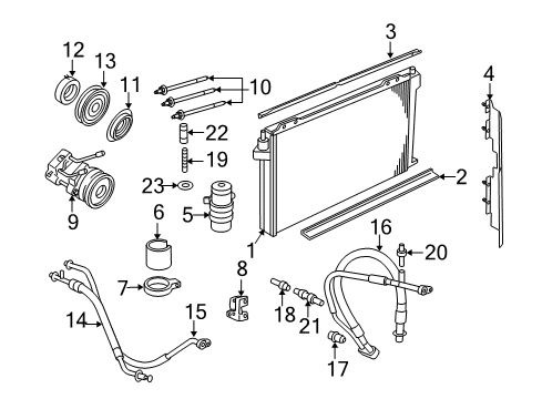 2007 Mercury Grand Marquis A/C Condenser, Compressor & Lines Diagram