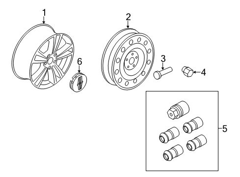 2011 Lincoln MKS Wheels, Caps & Covers Diagram