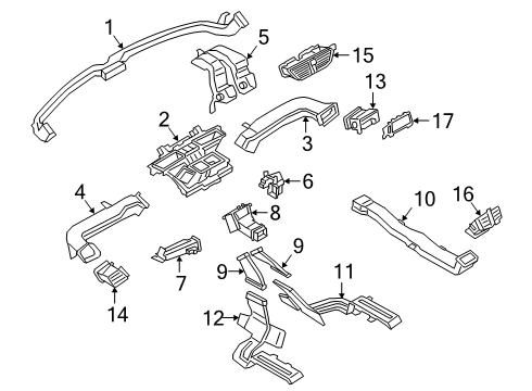 2021 Ford Escape Vent Air Louvre Assembly Diagram for JX7Z-19893-BL