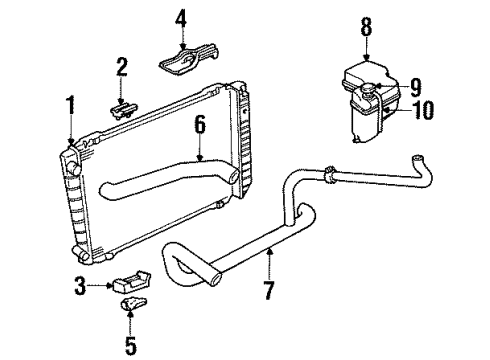 1997 Lincoln Town Car Tank Assembly - Radiator Overflow Diagram for F3AZ-8A080-A