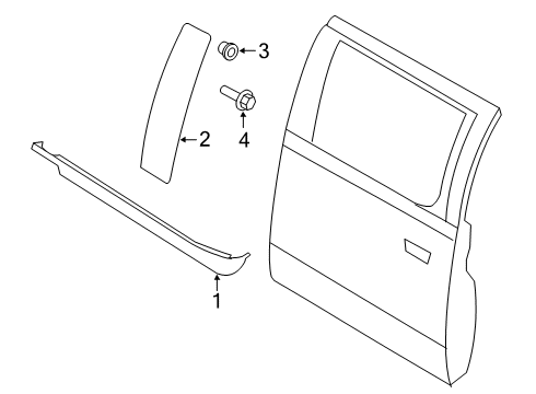 2022 Ford F-250 Super Duty Exterior Trim - Rear Door Diagram