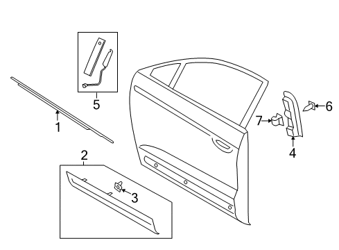 2015 Lincoln MKC Exterior Trim - Front Door Diagram