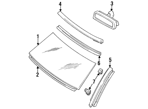 1993 Mercury Villager Mirror Inside Rear View Diagram for F3XY17700A