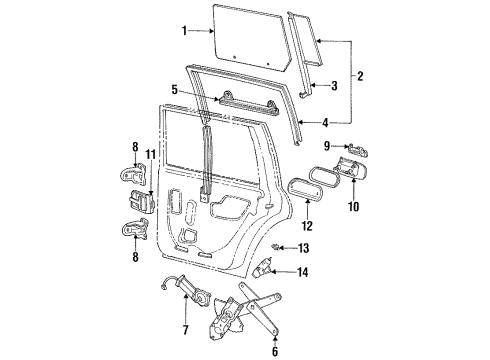 1992 Lincoln Continental Door & Components Diagram