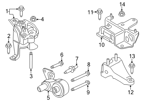 2015 Ford Fiesta Engine & Trans Mounting Diagram