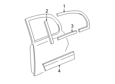 2003 Lincoln Town Car Exterior Trim - Rear Door Diagram