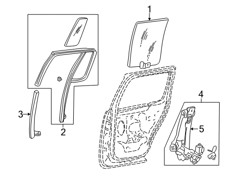 2005 Lincoln Aviator Run Assembly - Glass Diagram for 2C5Z-7825767-BAA