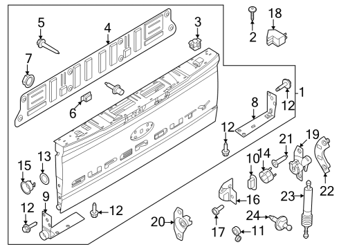 2024 Ford F-250 Super Duty Tail Gate Diagram