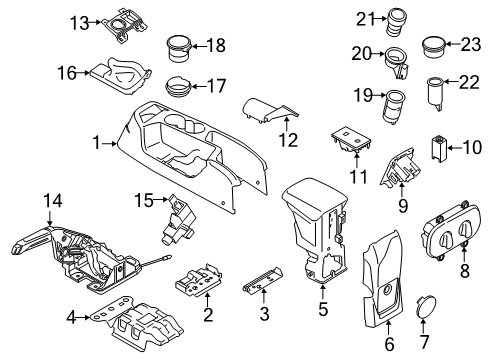 2015 Ford Transit Connect Panel Assembly - Console Diagram for DT1Z-61045A36-FA