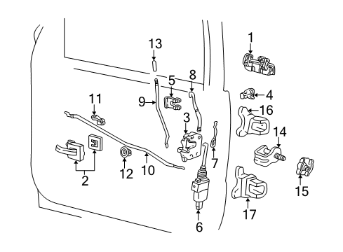 1998 Ford Explorer Door - Lock & Hardware Diagram