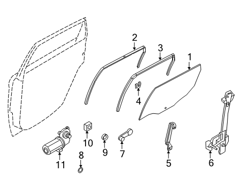 2008 Ford Focus Regulator - Window - Less Motor Diagram for 8S4Z-5427000-B