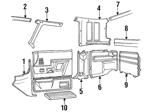 1997 Ford F-250 HD Visor Assembly Sun Diagram for F4TZ1504105CAD