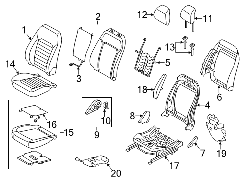 2014 Ford Fusion Seat Back Cover Assembly Diagram for DS7Z-5464416-AC