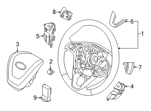 2016 Lincoln MKX Steering Wheel Kit Diagram for FP5Z-3600-LE