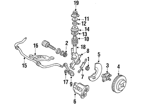 1988 Ford Escort Knuckle Front Wheel Diagram for E3FZ3K186A