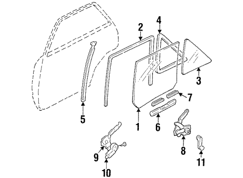 1997 Ford Escort Handle - Window Regulator Diagram for F7CZ-5423342-AAC