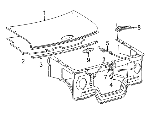 1992 Ford E-150 Econoline Club Wagon Hood & Components, Exterior Trim, Body Diagram