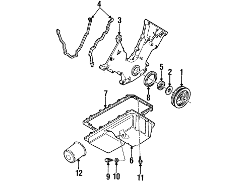 1993 Lincoln Mark VIII Engine Parts, Mounts, Cylinder Head & Valves, Camshaft & Timing, Exhaust Camshaft, Intake Camshaft, Oil Pan, Oil Pump, Crankshaft & Bearings, Pistons, Rings & Bearings Diagram