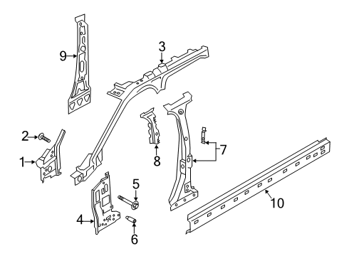 2023 Lincoln Aviator Center Pillar, Hinge Pillar Diagram