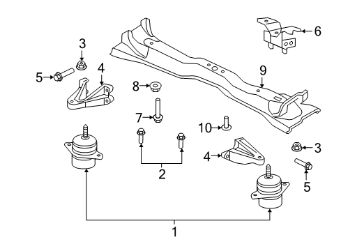 2006 Ford Mustang Bracket-Engine Mount Diagram for 4R3Z-6031-AA