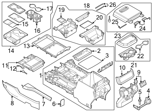 2024 Ford F-250 Super Duty Front Console Diagram