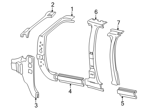 2001 Ford Excursion Panel - Body Rocker Diagram for YC3Z-78101K05-AA