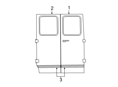 2004 Ford E-150 Club Wagon Side Loading Door & Components, Exterior Trim, Trim Diagram 1 - Thumbnail