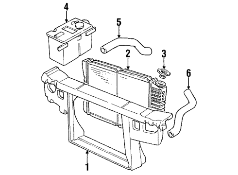 1990 Mercury Cougar Radiator & Components, Radiator Support Diagram