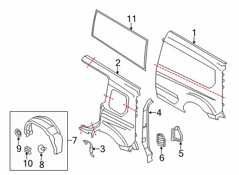 2023 Ford Transit Connect Bracket Diagram for DT1Z-61280D01-A