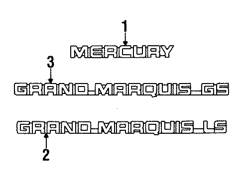 1995 Mercury Grand Marquis Nameplate Diagram for F5MY-5442528-B