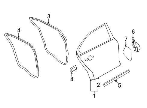 2013 Ford Police Interceptor Sedan Weatherstrip - Door - Lower Diagram for AG1Z-5425324-B