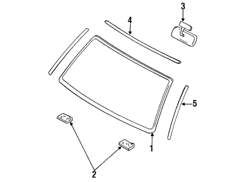 1998 Ford Contour Windshield Glass, Reveal Moldings Diagram