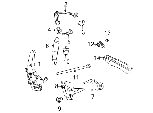 2002 Ford F-150 Front Suspension Components, Lower Control Arm, Upper Control Arm, Stabilizer Bar Diagram