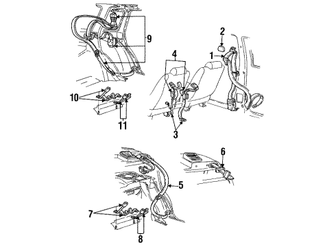 1993 Mercury Sable Seat Belt Assembly Diagram for F3DZ5460045C