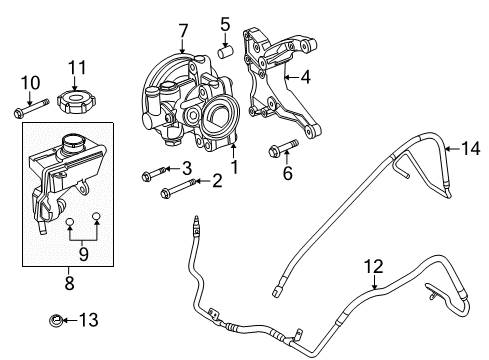 2011 Ford Focus P/S Pump & Hoses, Steering Gear & Linkage Diagram