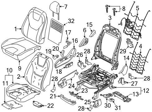 2019 Ford Edge PAD - SEAT CUSHION Diagram for KT4Z-58632A22-C