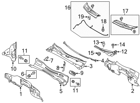 2017 Ford F-250 Super Duty Cab Cowl Diagram