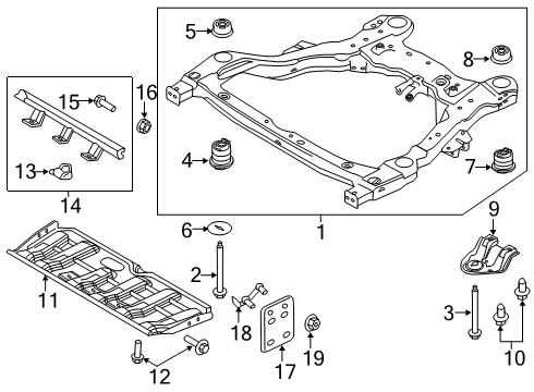 2019 Ford Explorer Crossmembers & Components - Front Diagram