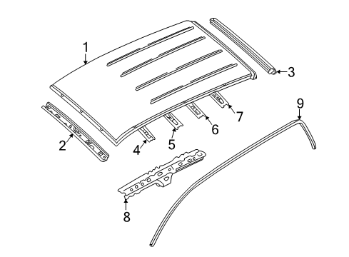 2007 Ford Escape Roof & Components Diagram