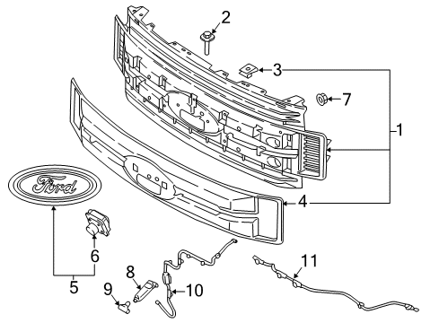 2019 Ford F-350 Super Duty Grille & Components Diagram