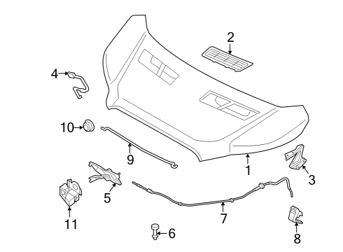 2023 Ford E-Transit Hood & Components Diagram