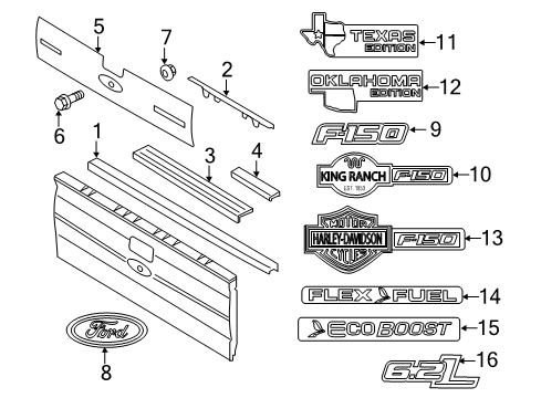 2009 Ford F-150 Exterior Trim - Pick Up Box Diagram