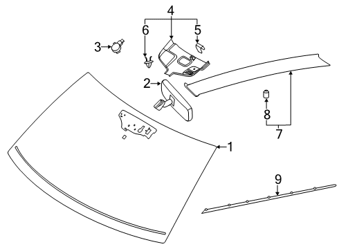 2021 Ford Explorer MIRROR - INTERIOR RR VIEW - DI Diagram for LB5Z-17000-A