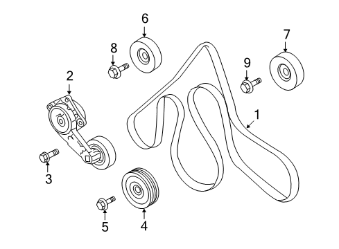 2007 Ford Explorer Sport Trac Belts & Pulleys Diagram