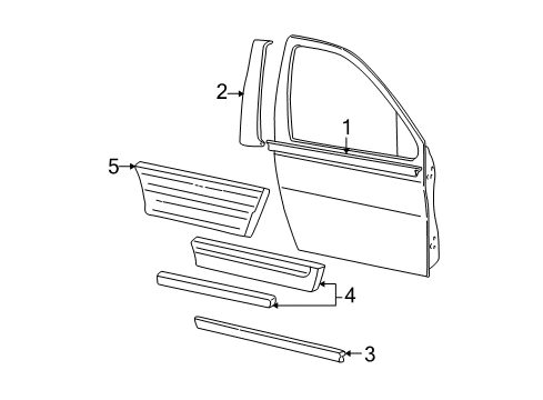 2004 Ford Freestar Moulding - Door Outside Diagram for YF2Z-1620910-AA