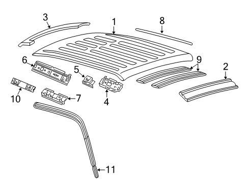 2001 Ford F-250 Super Duty Roof & Components Diagram