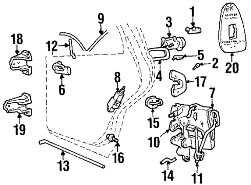 1997 Lincoln Continental Door & Components Diagram