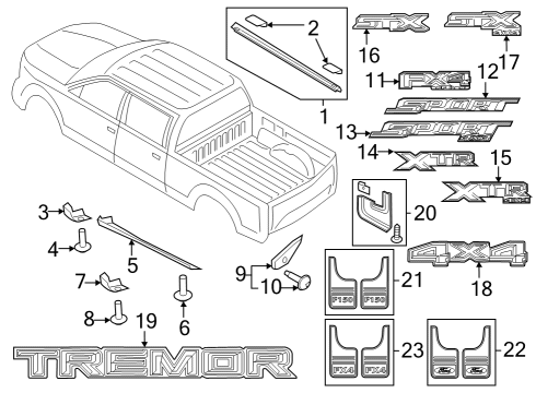 2021 Ford F-150 Exterior Trim - Pick Up Box Diagram