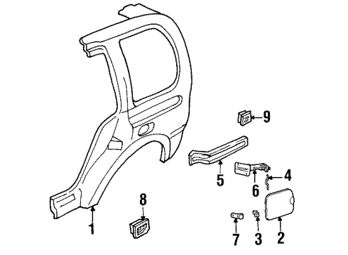 2001 Mercury Villager Door - Fuel Tank Filler Access Diagram for XF5Z-12405A26-CA