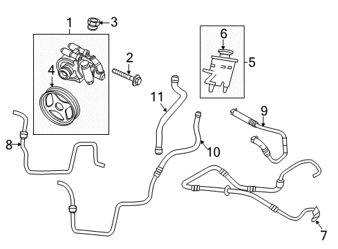 2007 Lincoln Navigator P/S Pump & Hoses, Steering Gear & Linkage Diagram